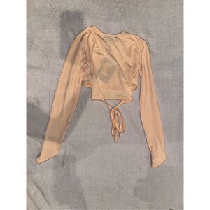 Prettylittlething womens tan cropped top open back cross cross size 0